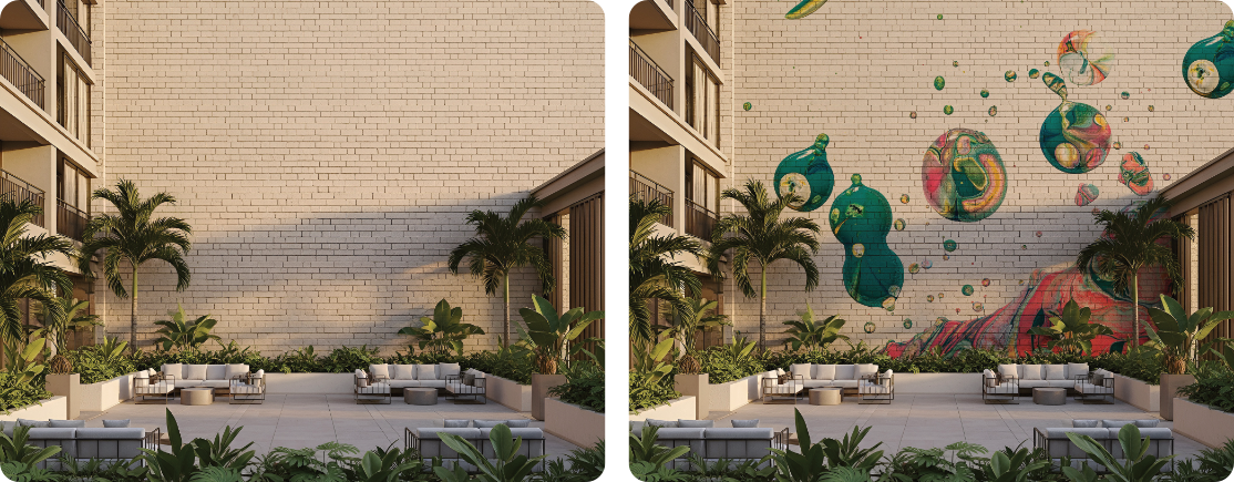 Resort Feature Wall Transformation on Clinker Brick with Large-Scale Artistic Mural